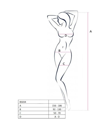 PASSION WOMAN BS034 BODYSTOCKING BLANCO TALLA UNICA