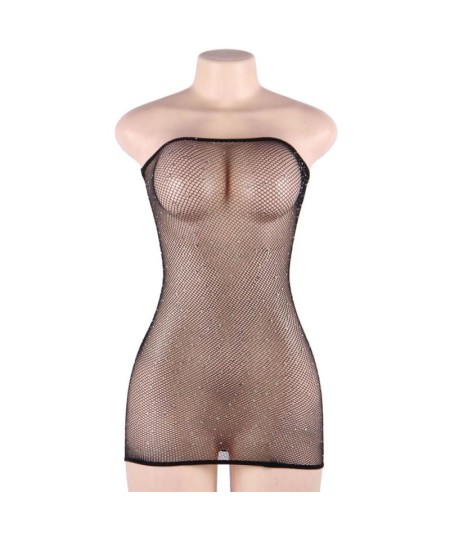 QUEEN LINGERIE VESTIDO CUERPO DE RED CON BRILLANTES S-L