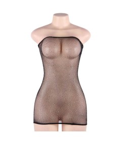 QUEEN LINGERIE VESTIDO CUERPO DE RED CON BRILLANTES S-L