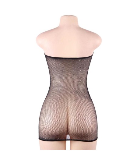 QUEEN LINGERIE VESTIDO CUERPO DE RED CON BRILLANTES S-L