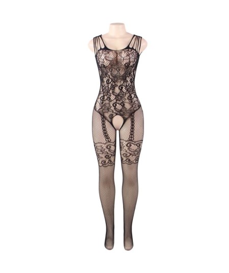 QUEEN LINGERIE BODYSTOCKING CON ABERTURA FLORES S-L