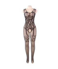 QUEEN LINGERIE BODYSTOCKING CON ABERTURA FLORES S-L