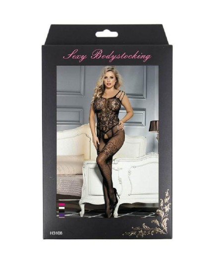 QUEEN LINGERIE BODYSTOCKING CON ABERTURA FLORES S-L