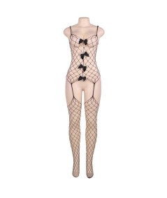 QUEEN LINGERIE BODYSTOCKING EN RED CON LAZOS S-L