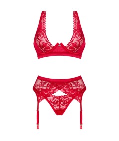 OBSESSIVE - LACELOVE SET TRES PIEZAS ROJO XS/S