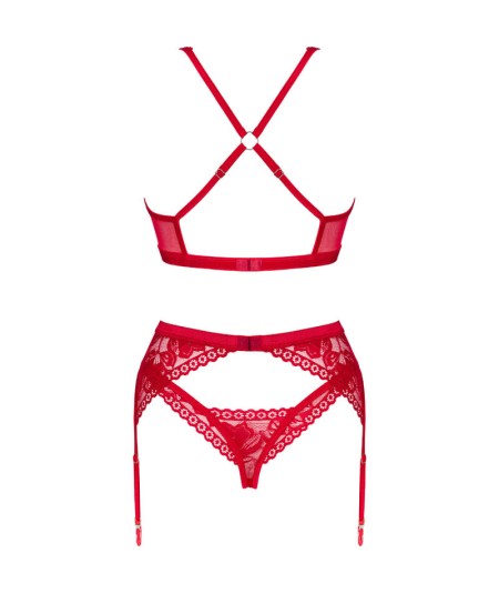 OBSESSIVE - LACELOVE SET TRES PIEZAS ROJO XS/S