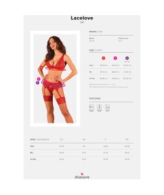 OBSESSIVE - LACELOVE SET TRES PIEZAS ROJO M/L