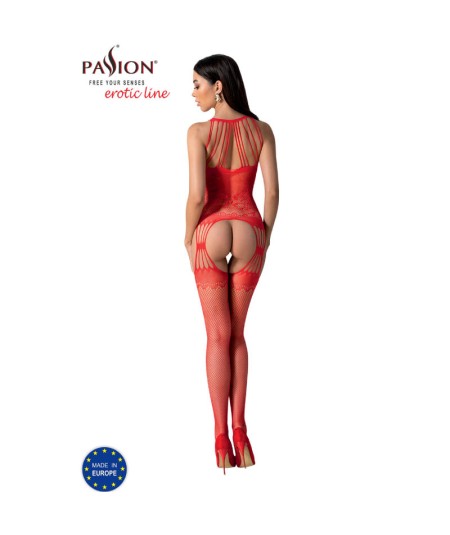 PASSION - BS095 BODYSTOCKING ROJO TALLA UNICA