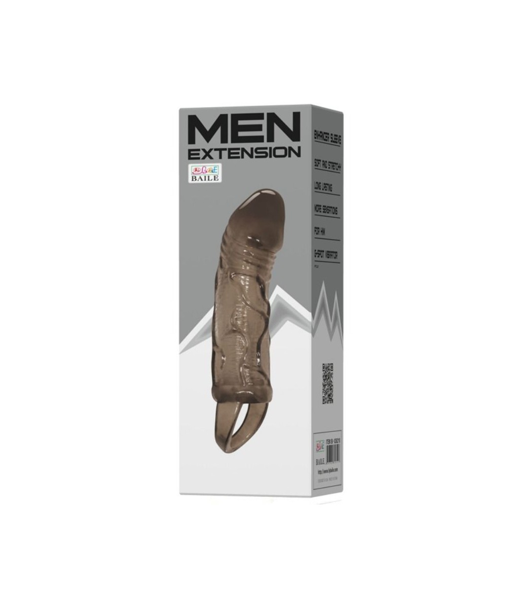 BAILE FUNDA EXTENSORA PENE CON STRAP PARA TESTICULOS NEGRO 13.5 CM