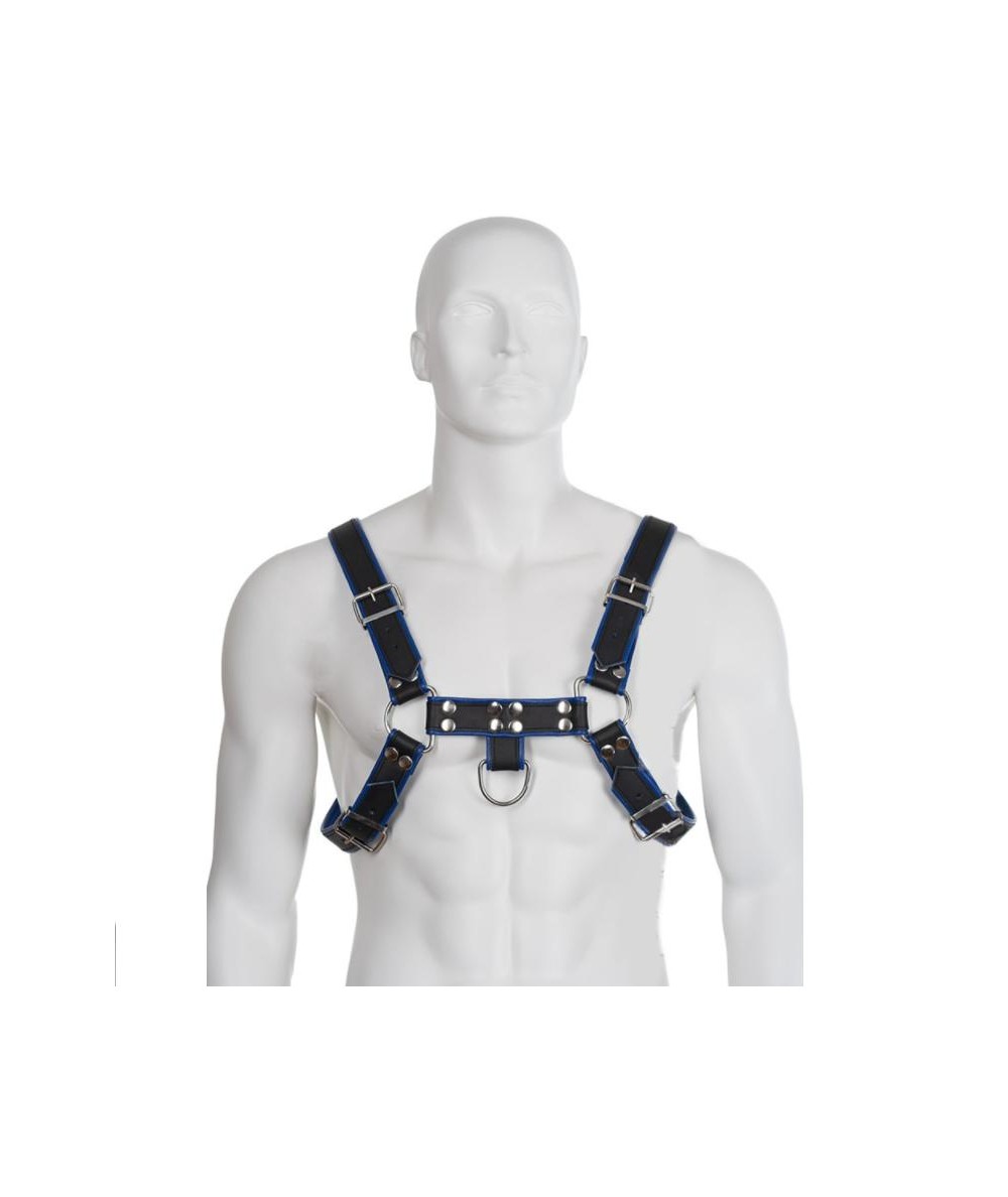 LEATHER BODY ARNES CUERO AZUL Y NEGRO CHEST BULLDOG