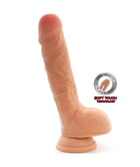 GET REAL - DUAL DENSITY DILDO 18 CM CON TESTICULOS NATURAL