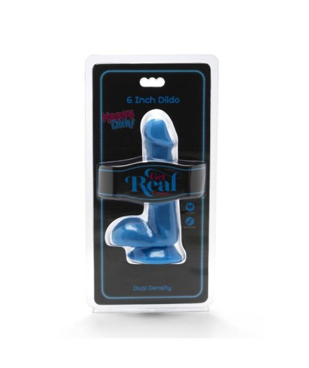 GET REAL - HAPPY DICKS DILDO 12 CM CON TESTICULOS AZUL