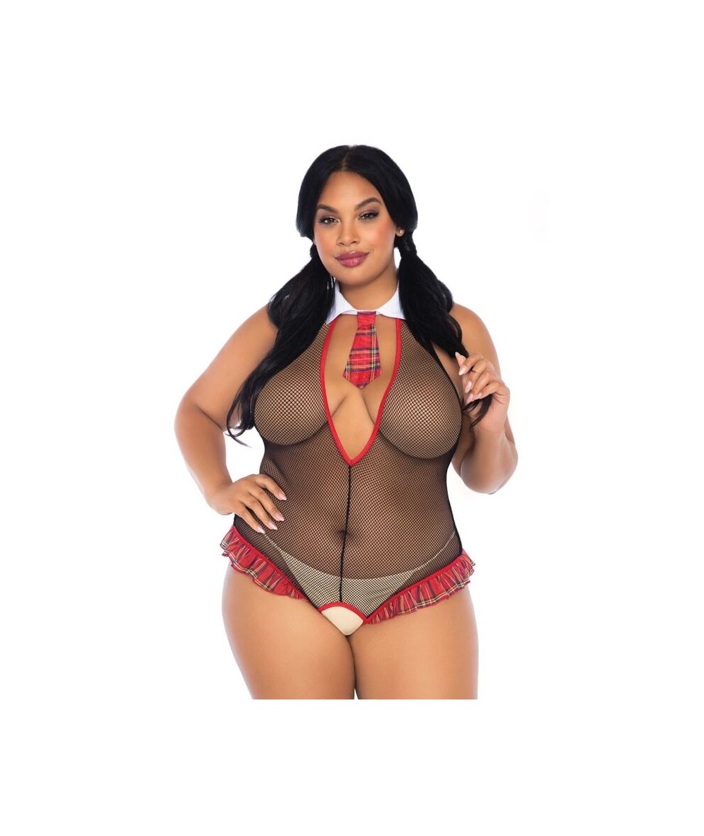 LEG AVENUE TEDDY COLEGIALA CON ABERTURA TALLA PLUS