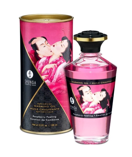 SHUNGA ACEITE MASAJE EFECTO CALOR SABOR INTENSO FRAMBUESA 100 ML