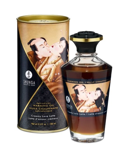 SHUNGA ACEITE MASAJE EFECTO CALOR SABOR CREAMY LOVE LATTE 100 ML