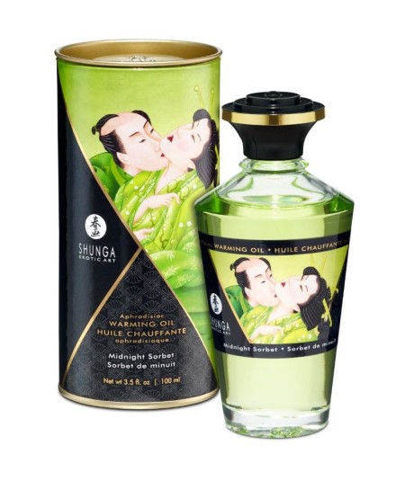 SHUNGA ACEITE MASAJE EFECTO CALOR SABOR SORBETE DE MEDIANOCHE 100 ML