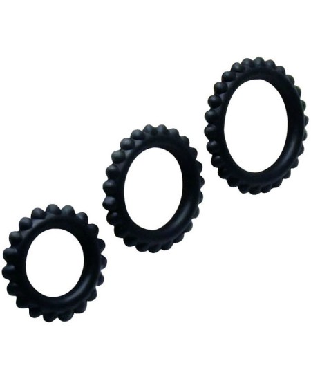 BAILE  TITAN SET 3PCS COCK RING BLACK 2.8 + 2.4 + 1.9 CM