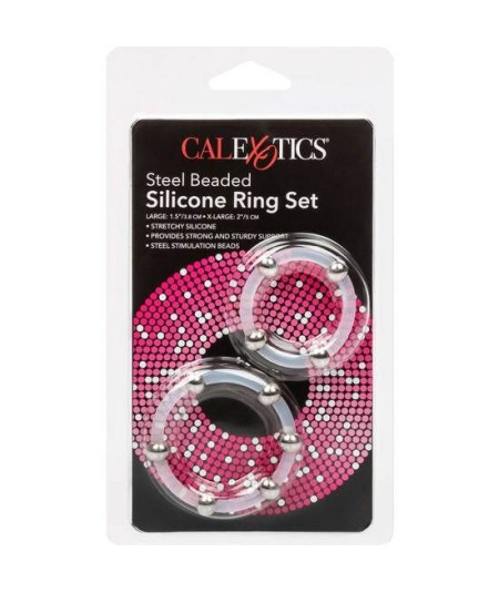 CALEX KIT DE 2 UDS ANILLO DE SILICONA CON CUENTAS DE ACERO