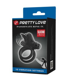 PRETTY LOVE - DOBLE ANILLO VIBRADOR CON ESTIMULADOR NEGRO