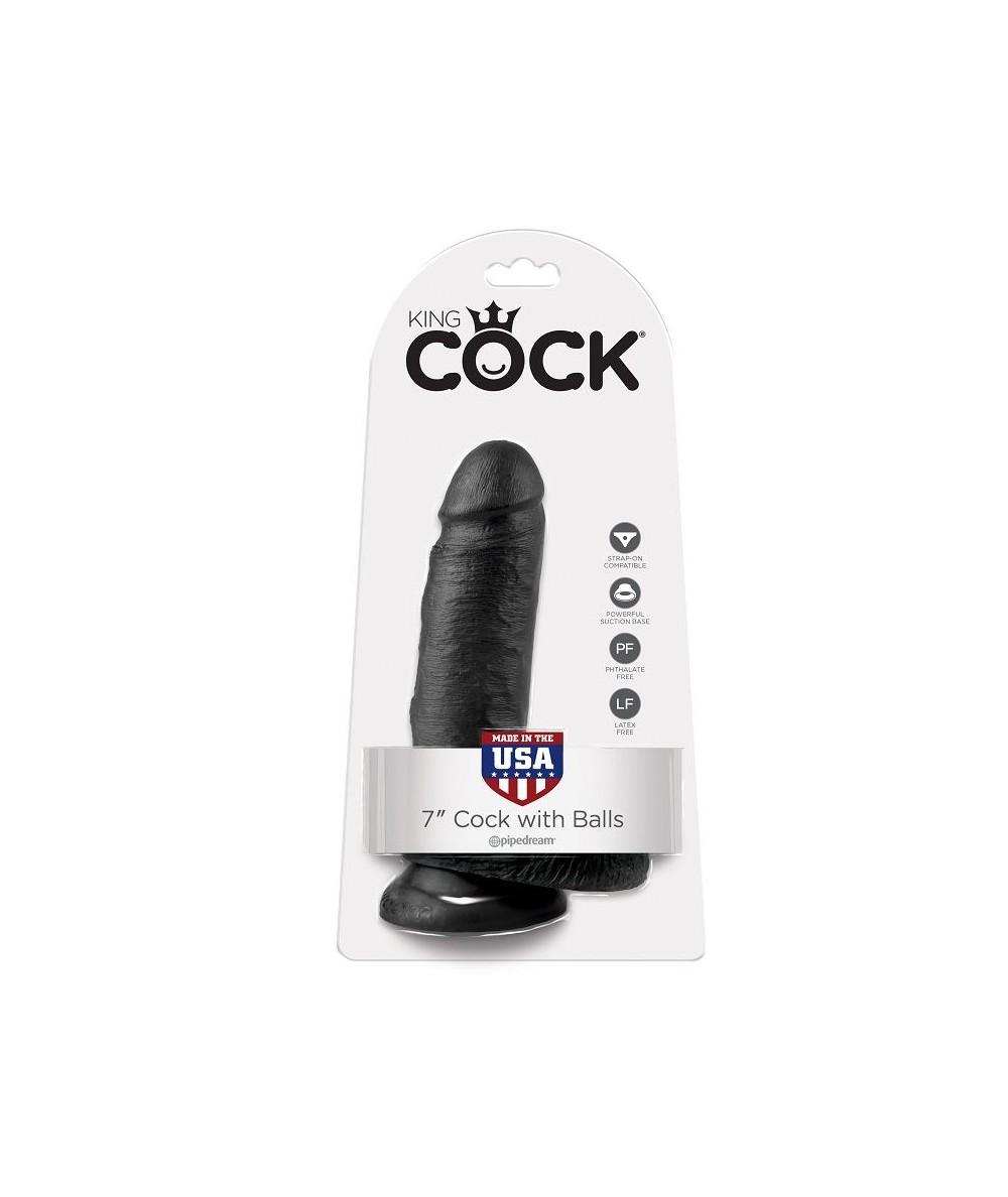 KING COCK 7" PENE REALISTICO NEGRO 17.8CM