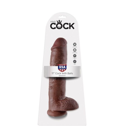 KING COCK 11" PENE REALISTICO MARRON 28 CM