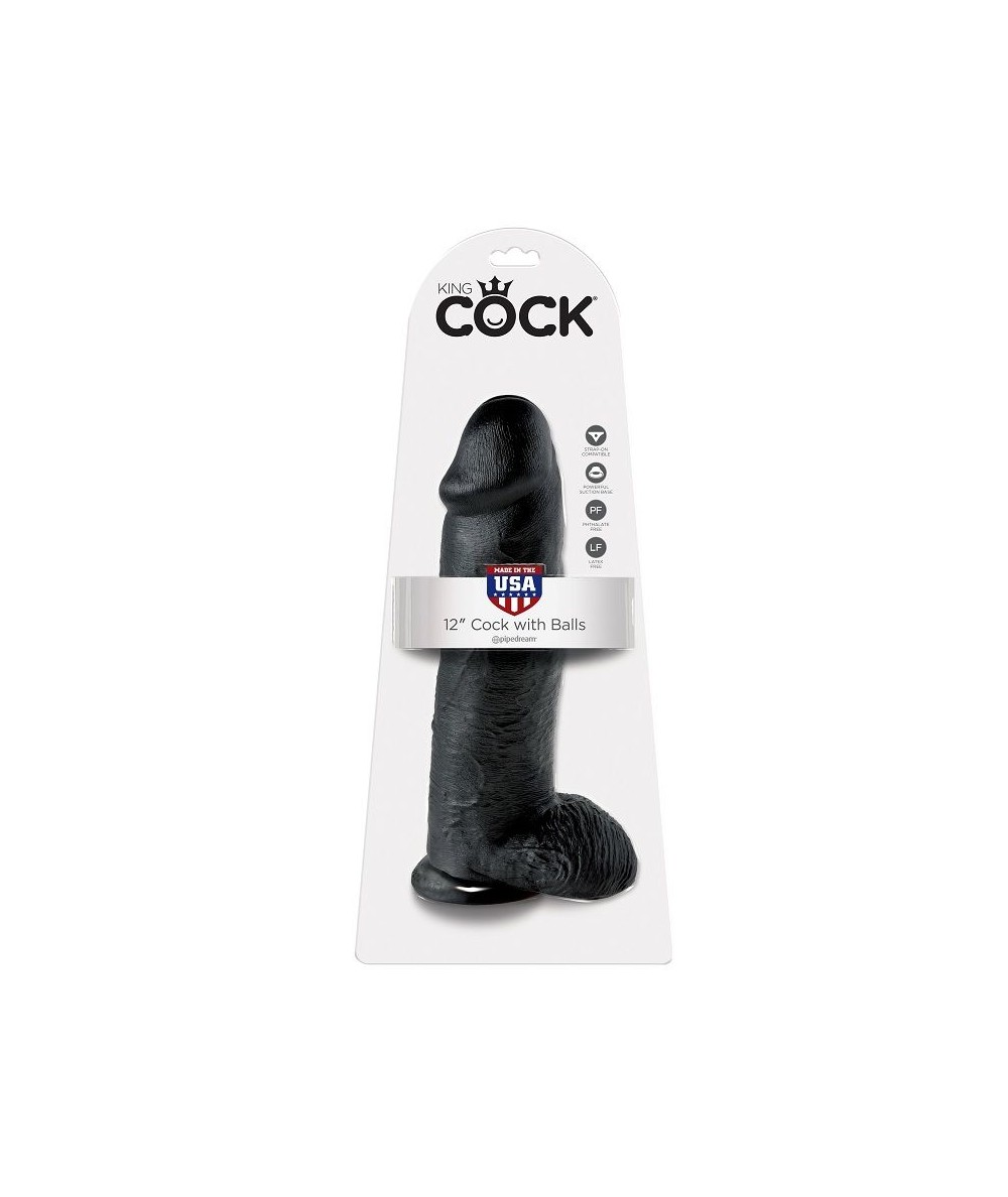 KING COCK 12" PENE REALISTICO NEGRO 30.48 CM