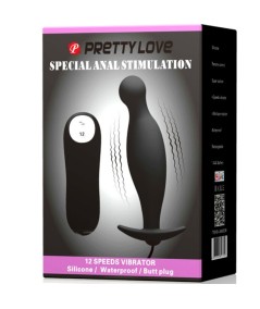 PRETTY LOVE PLUG ANAL SILICONA  12 MODOS VIBRACION  NEGRO