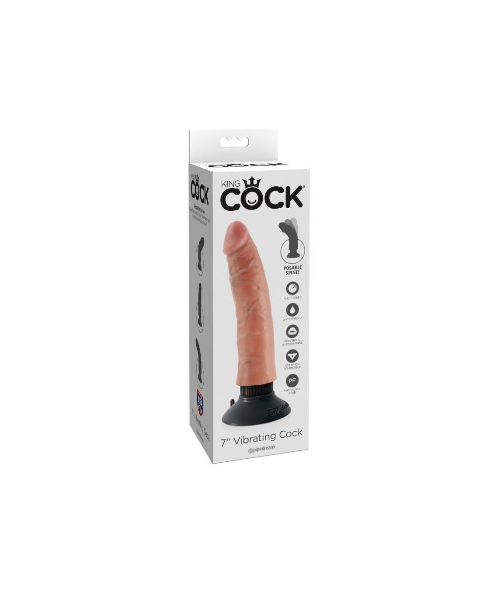 DILDO VIBRADOR KING COCK 17.78 CM NATURAL