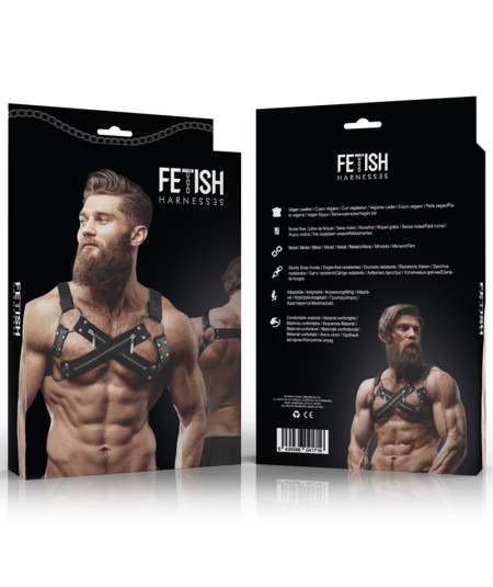 FETISH SUBMISSIVE ATTITUDE - ARNÉS BULLDOG AJUSTABLE NEOPRENO PECHO CRUZADO CON CREMALLERAS HOMBRE