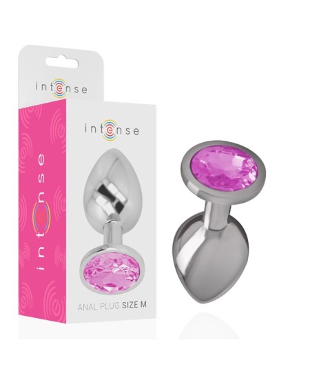 INTENSE - PLUG ANAL METAL ALUMINIO CON CRISTAL ROSA TALLA M