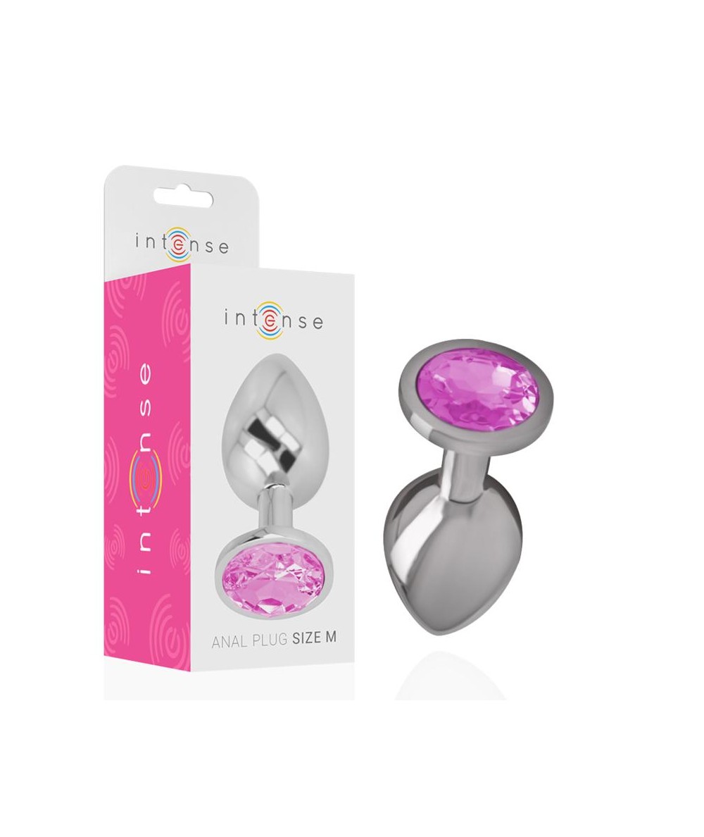 INTENSE - PLUG ANAL METAL ALUMINIO CON CRISTAL ROSA TALLA M