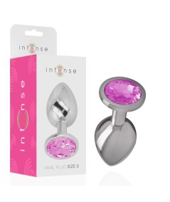 INTENSE - PLUG ANAL METAL ALUMINIO CON CRISTAL ROSA TALLA S