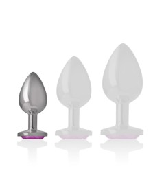 INTENSE - PLUG ANAL METAL ALUMINIO CON CRISTAL ROSA TALLA S