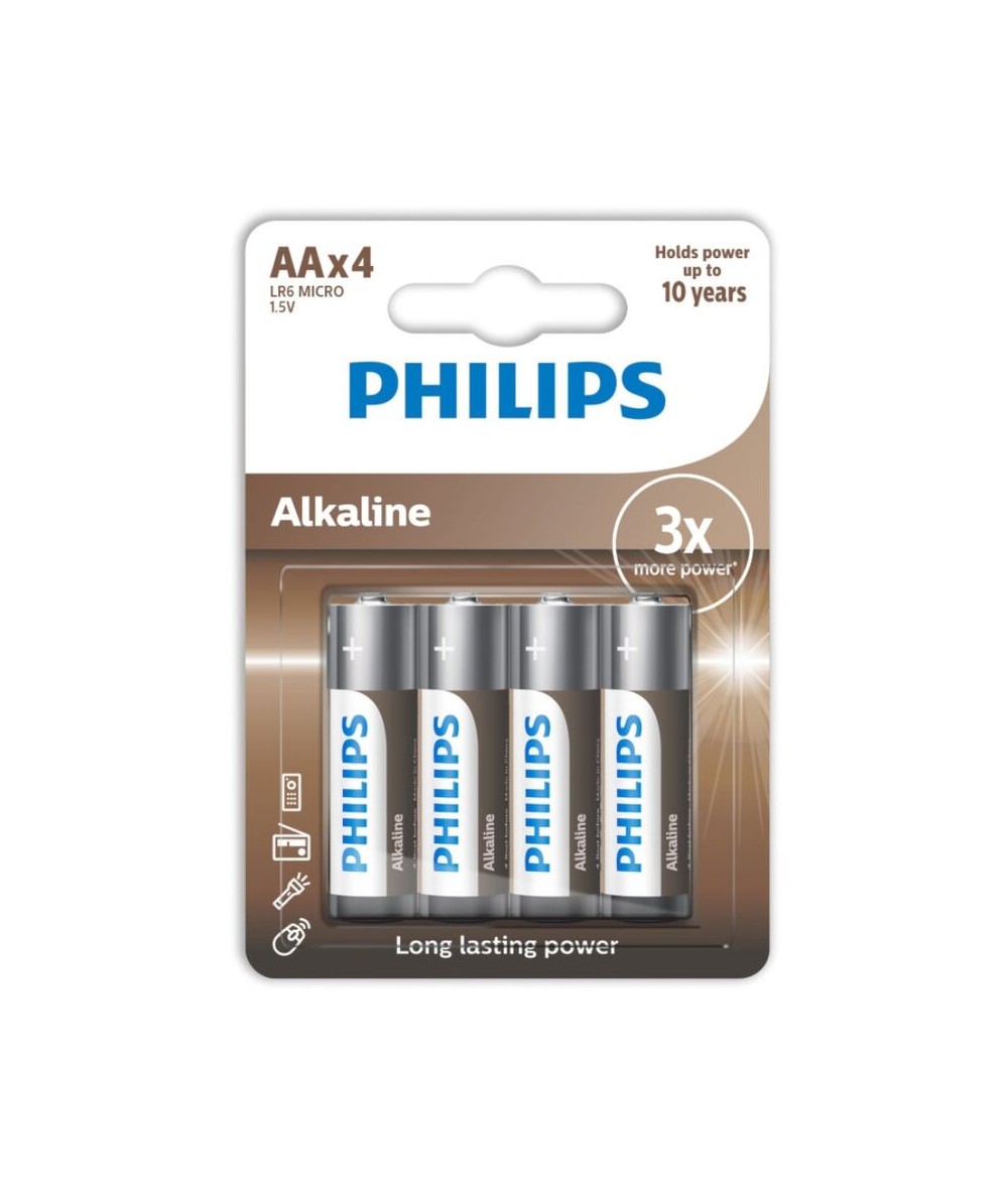 PHILIPS ALKALINE PILA AA LR6 BLISTER*4