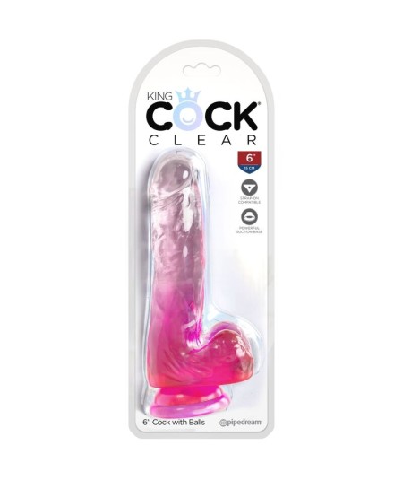 KING COCK CLEAR - PENE REALISTICO CON TESTICULOS 13.5 CM ROSA