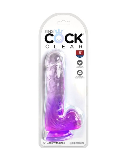 KING COCK CLEAR - PENE REALISTICO CON TESTICULOS 13.5 CM MORADO