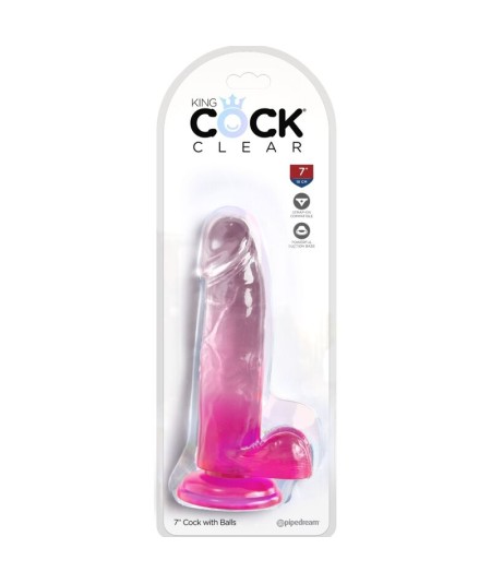 KING COCK CLEAR - PENE REALISTICO CON TESTICULOS 15.2 CM ROSA