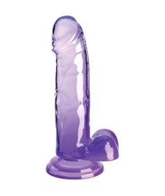 KING COCK CLEAR - PENE REALISTICO CON TESTICULOS 15.2 CM MORADO