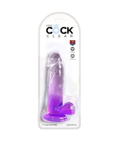 KING COCK CLEAR - PENE REALISTICO CON TESTICULOS 15.2 CM MORADO