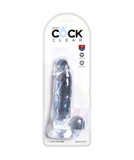 KING COCK CLEAR - PENE REALISTICO CON TESTICULOS 15.2 CM TRANSPARENTE