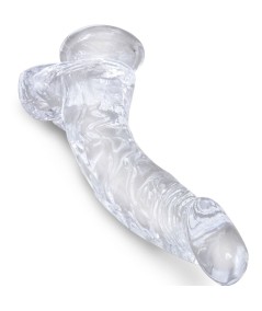 KING COCK CLEAR - PENE REALISTICO CURVADO CON TESTICULOS 16.5 CM TRANSPARENTE