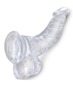 KING COCK CLEAR - PENE REALISTICO CURVADO CON TESTICULOS 16.5 CM TRANSPARENTE