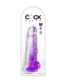 KING COCK CLEAR - PENE REALISTICO CON TESTICULOS 16.5 CM MORADO