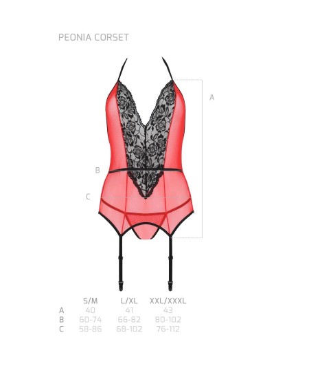 PASSION - PEONIA CORSET EROTIC LINE ROJO S/M