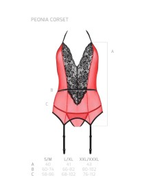 PASSION - PEONIA CORSET EROTIC LINE ROJO L/XL