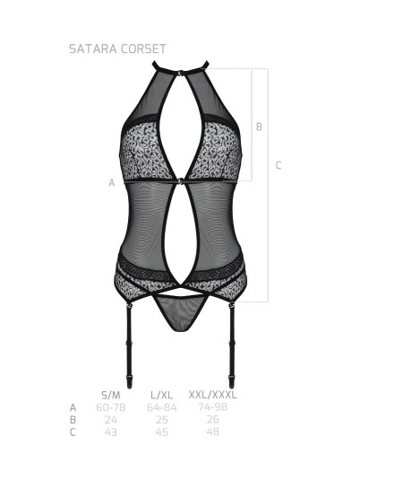 PASSION - SATARA CORSET EROTIC LINE NEGRO S/M