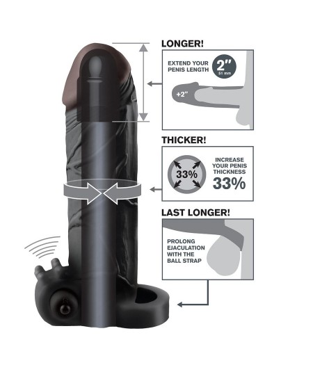 EXTENSION PARA EL PENE CON VIBRADOR REAL FEEL 2 NEGRO