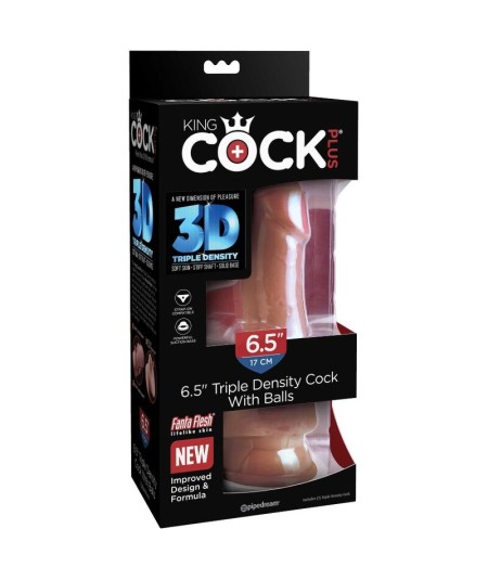 KING COCK PLUS 3D DILDO CON TESTICULOS 17 CM