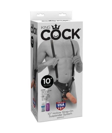 STRAP-ON CON DILDO HUECO 25.5 CM Y TIRANTES COLOR CARNE