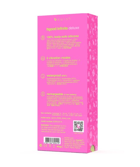 B SWISH - BGOOD INFINITE DELUXE VIBRADOR RECARGABLE SILICONA ROSA